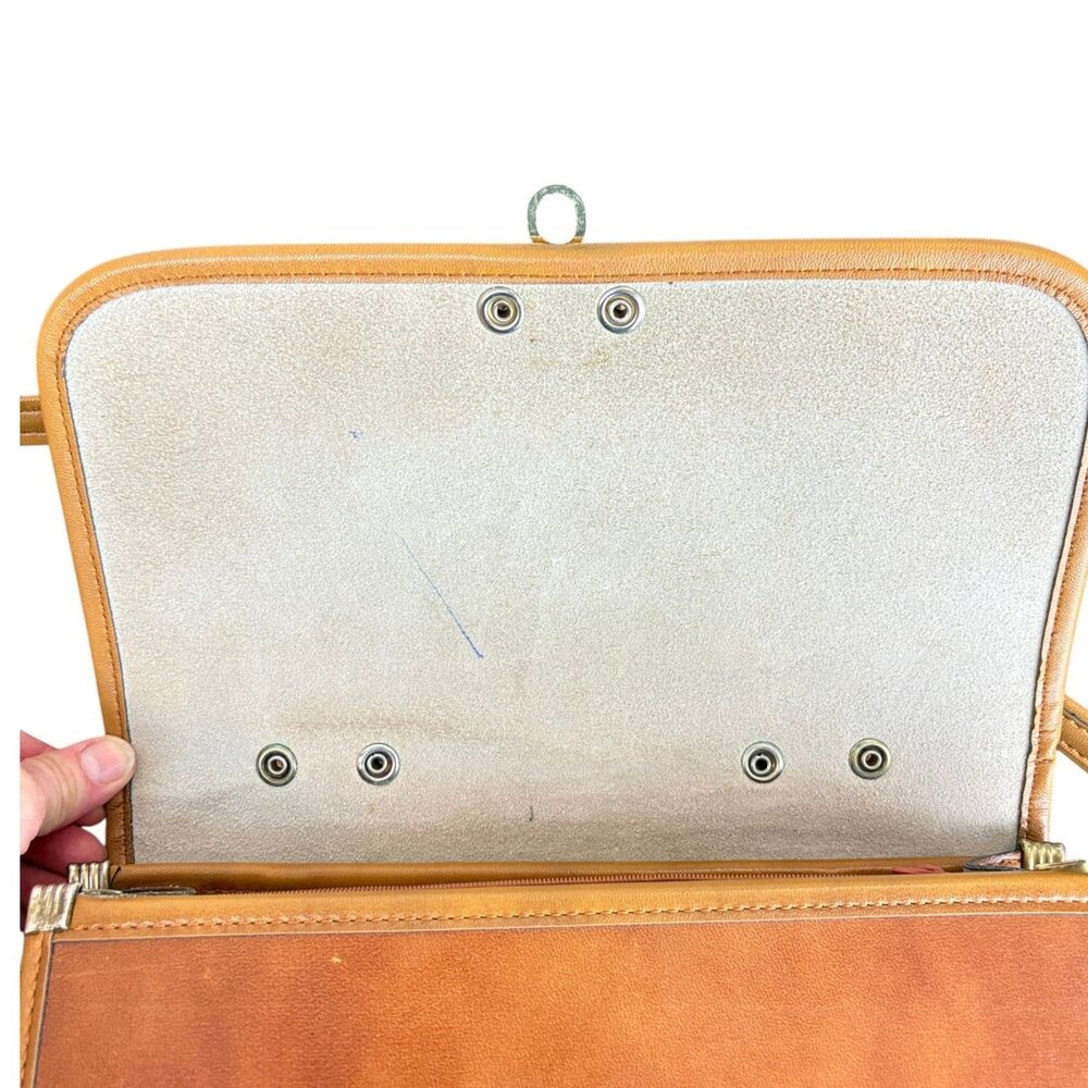 Vintage Made in Korea Leather Satchel Crossbody Bag Boho Folk Art Tooled Design - Picture 8 of 11
